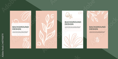 Social media story design templates.Social Media Post Template.Vector background for publishing stories on social networks.Easy design stories, banners, publications.Stylish set. botanical