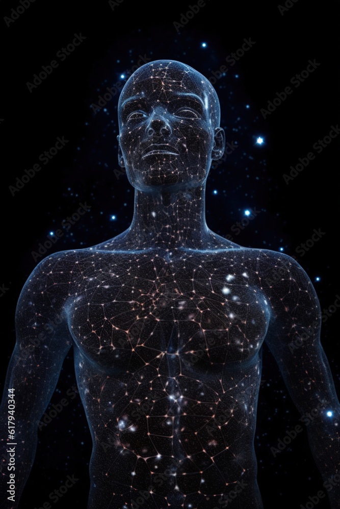 A person made of constellations. Generative AI. A person made of constellations. Generative AI.