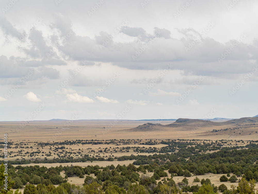 Overcast view of the landscape of Capulin Volcano National Monument