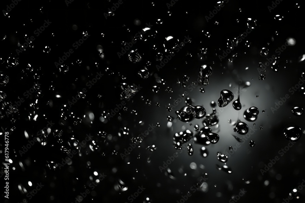 Abstract dark background of raindrops. AI generated, human enhanced