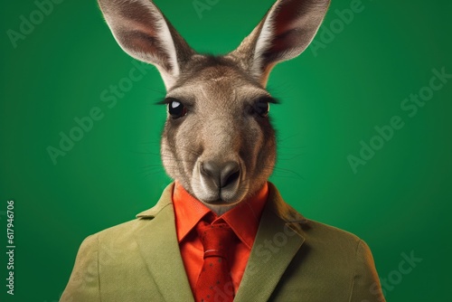 Anthropomorphic kangaroo dressed in a suit like a businessman. Business Concept. AI generated, human enhanced © top images
