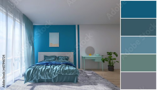 Fototapeta Naklejka Na Ścianę i Meble -  Bedroom interior, 3d render, 3d illustration