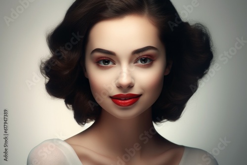 Portrait of a young woman with a loving emotion on her face. AI generated, human enhanced