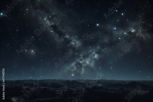 Night sky with stars. The texture of a dark sky with stars and galaxies. © Much