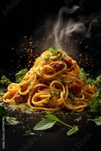 Rustic Italian Pasta. Illustration AI Generative.