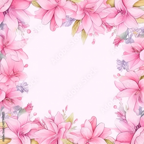 Floral watercolor frame. Illustration AI Generative. © olegganko