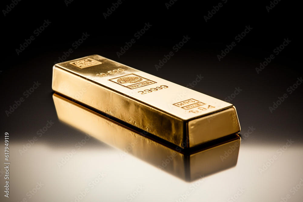 gold bar on the table isolated with dark background gold bar on the table isolated with dark background
