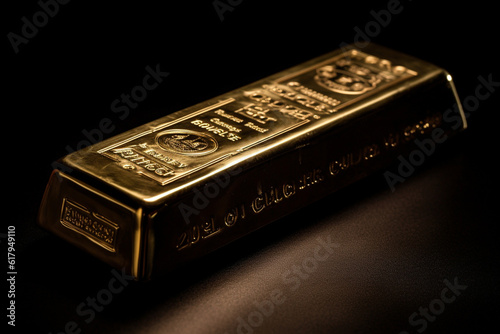 gold bar on the table isolated with dark background