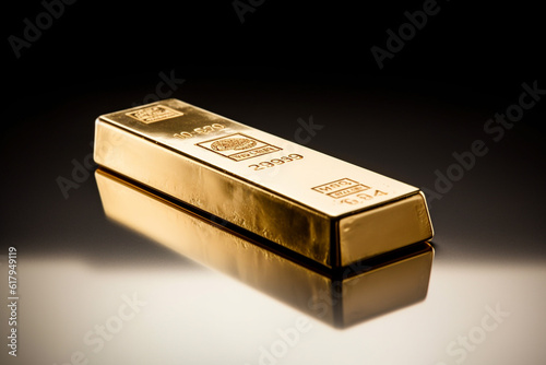gold bar on the table isolated with dark background