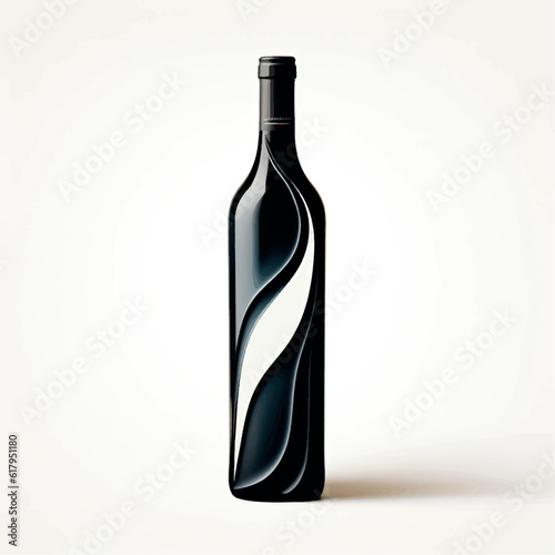 Wine bottle isolated on white. Wine bottle mockup. Blank label. Red wine bottle 750ml mock up with blank label on white background. Front view. 3d illustration. Bottle mock up vector template.