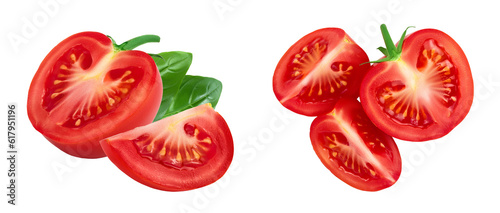 Tomato half isolated on white background with full depth of field.