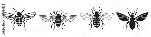 Set beetles insect black silhouette animal. Vector Illustrator © artisttop
