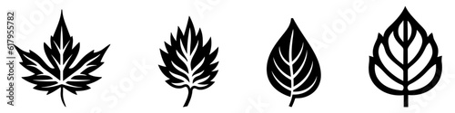Leaf icons set ecology nature element, black leafs, environment and nature eco sign.