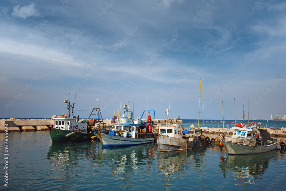 fishing boats docking in Jaffa port 