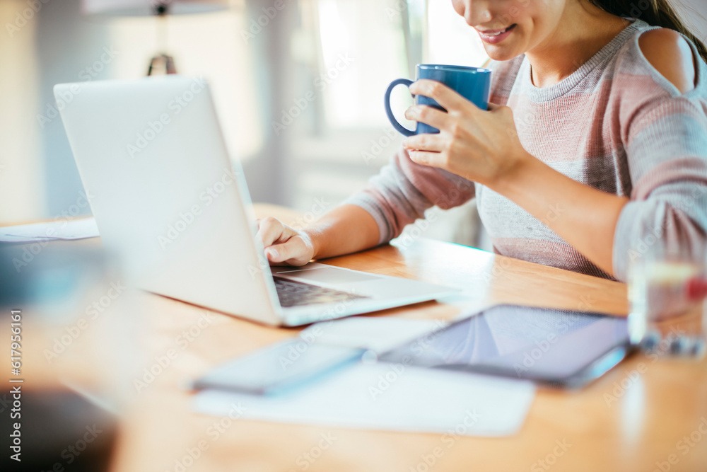 Young woman using a laptop at home Young woman using a laptop at home