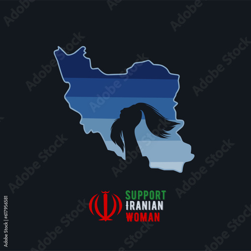 illustration vector of support iranian woman, hand hold hair,