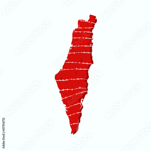 illustration vector of vintage palestine map with grunge style
