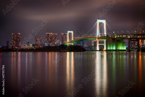 rainbow bridge at night Tokjo Japan 