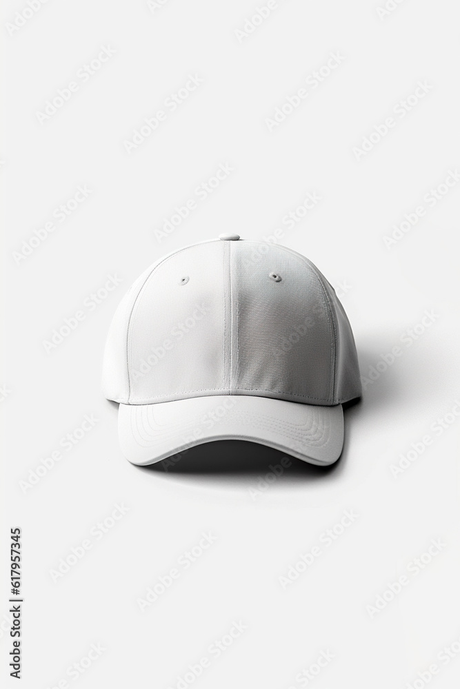 White baseball hat mockup on white background, AI generative White baseball hat mockup on white background, AI generative