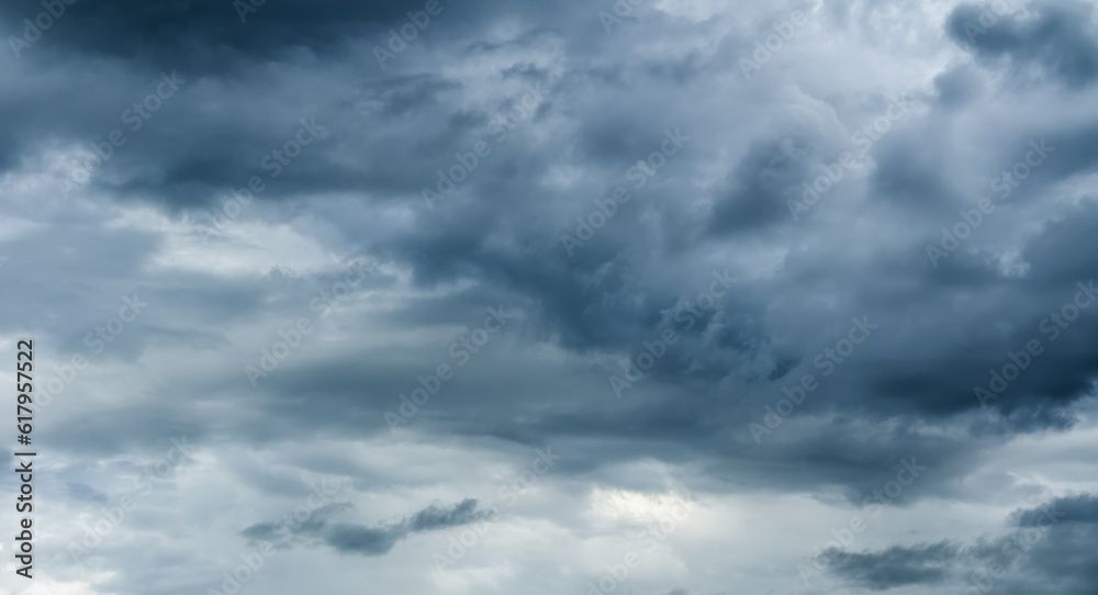 Panorama of beautiful clouds. Background of a grey sky and cloud.