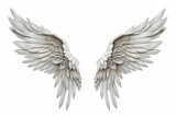 Realistic Celestial angel wings isolated on a white background -Generative AI