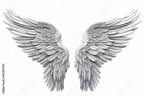 Realistic Celestial wings isolated on a white background -Generative AI © Stock - Realm