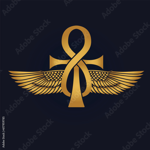 Ankh  eye of horus Sun God Ra Egyptian wings 