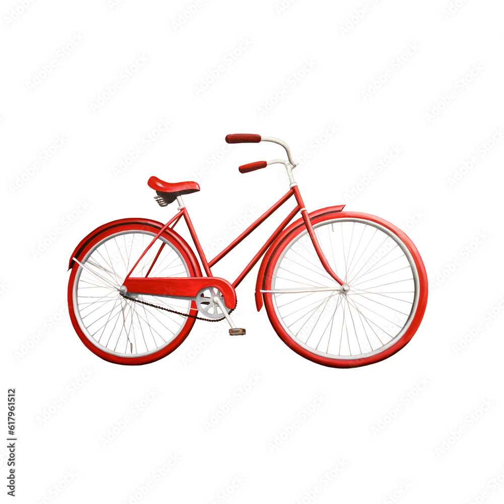 Vibrant Red Bicycle Created with Generative AI Technology
