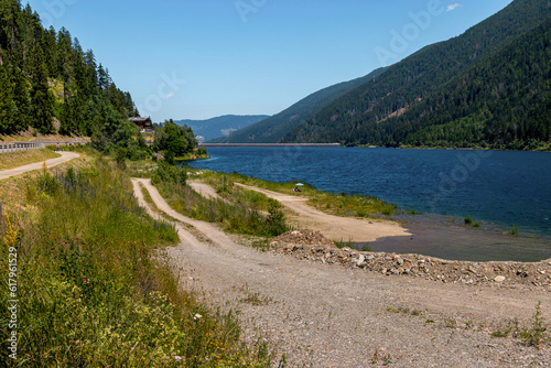 Photos Hiking and cycling trail near alpine artificial reservoir lake Zoccolo Ultental