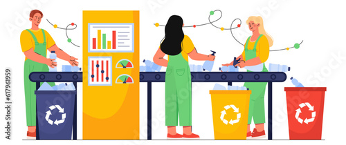 People with garbage recycling concept