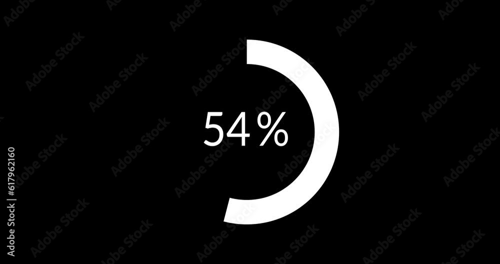 Science Loading white Circle Ring on black background. 100 in the loading ring. Loading Transfer Download Animation from zero to one hundred percent. Circle percentage.