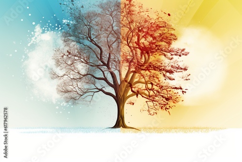 illustration that represents the changes of seasons , generative ai photo