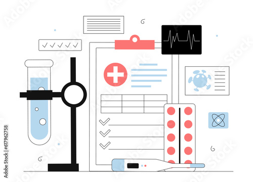 Medical research equipment line concept