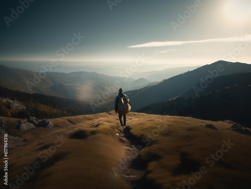 Young man hiking
