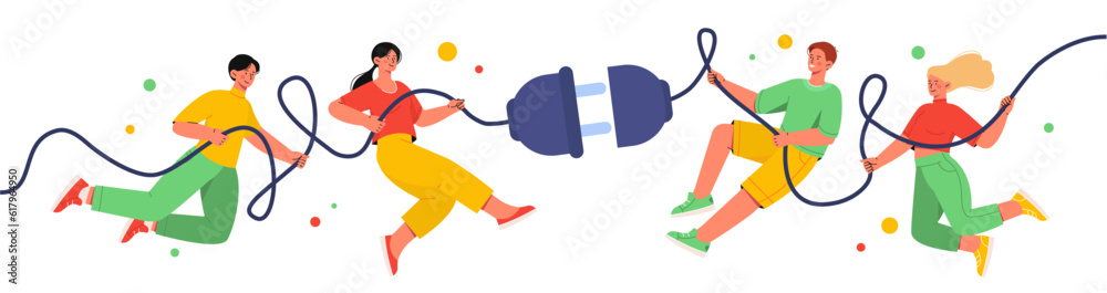 Teamwork with electric plug concept