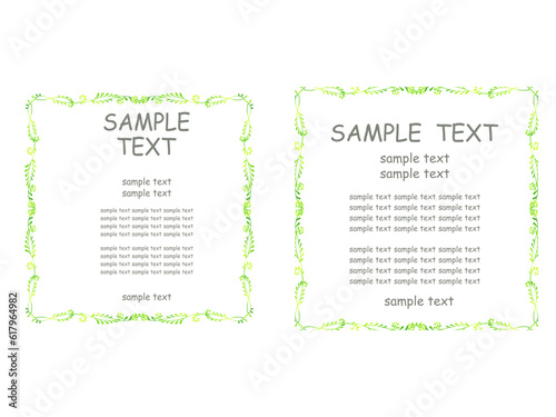 手描きの植物の、シンプルなイラストフレーム