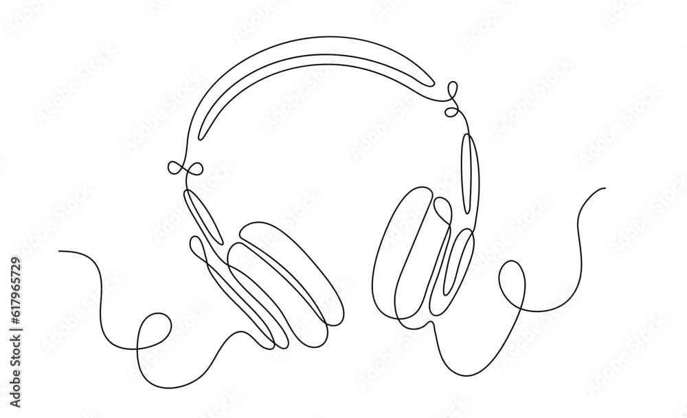 Headphones continuous line concept Headphones continuous line concept