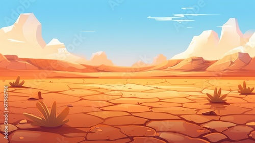 illustration, land with dry and cracked soil, generative ai