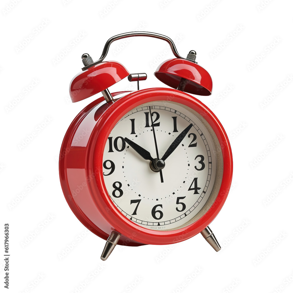 Red alarm clock on a transparent background Red alarm clock on a transparent background