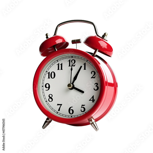 Red alarm clock on a transparent background