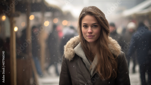smiling happy, snowflakes i...