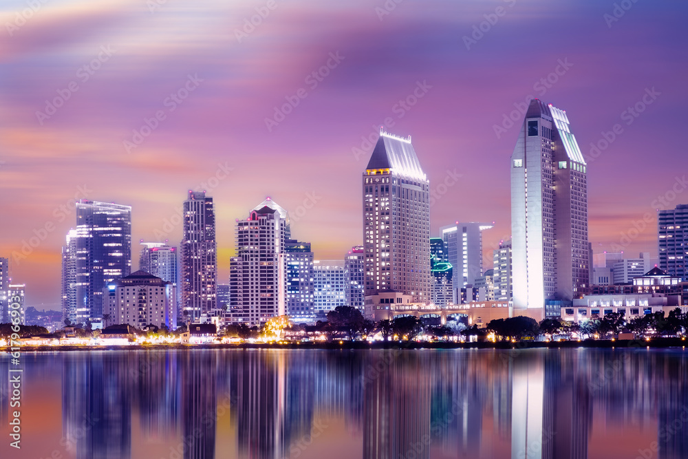 View of  cityscape at Night , San Diego, California, USA