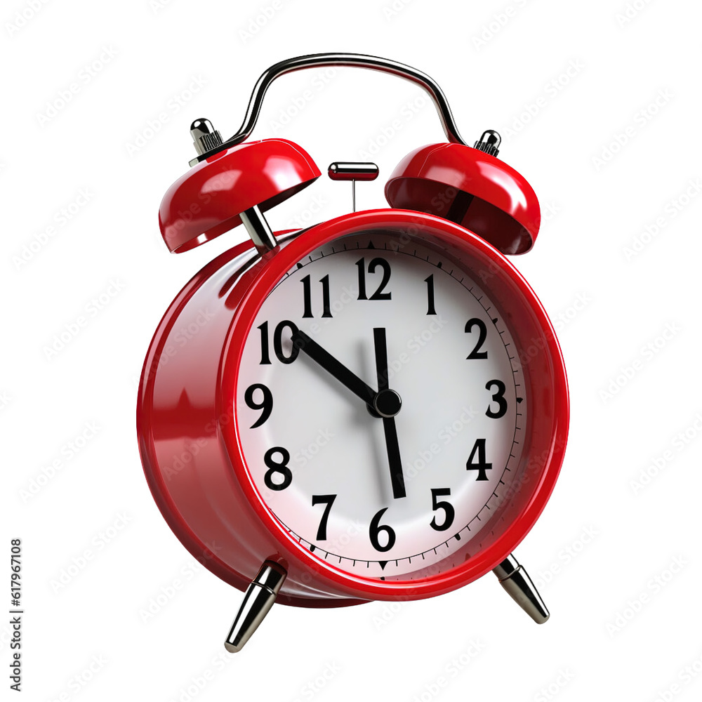 Red alarm clock on a transparent background Red alarm clock on a transparent background