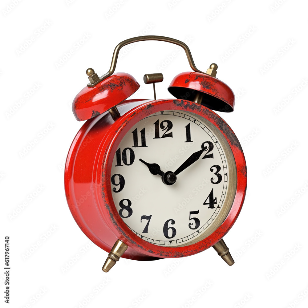 Red alarm clock on a transparent background Red alarm clock on a transparent background