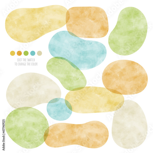 水彩テクスチャーの雲形フレーム（色変え可能）