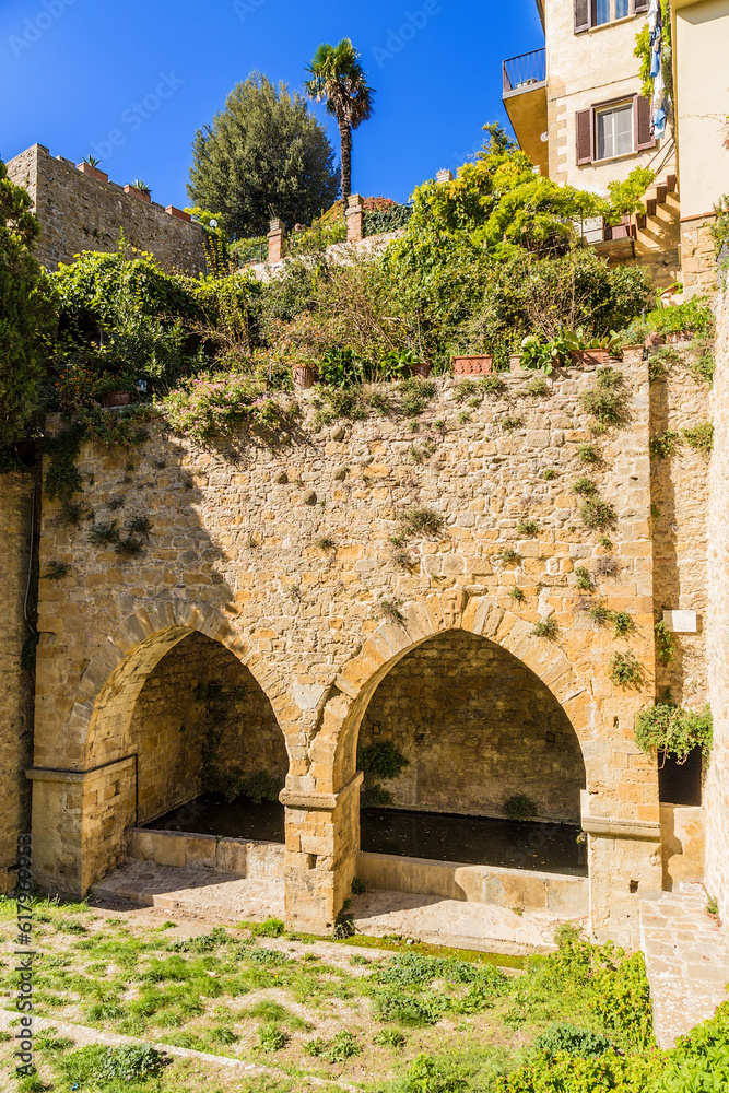 Volterra, Italy. Fountain-source-laundry Docciola (The fountain “Fonte” of Docciola), XIII century