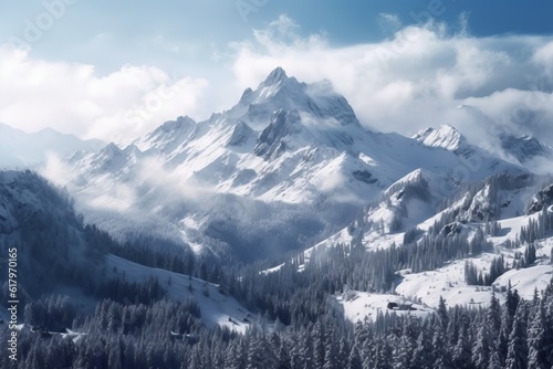 Big picture of beautiful mountain natural scenery made with Generative AI