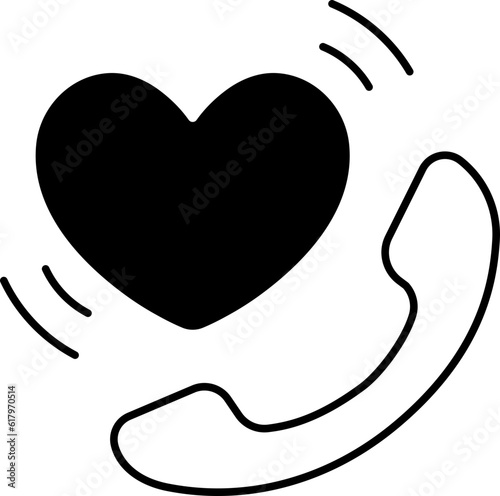 Calling Heart Icon Elements Glyph Semi Solid Style