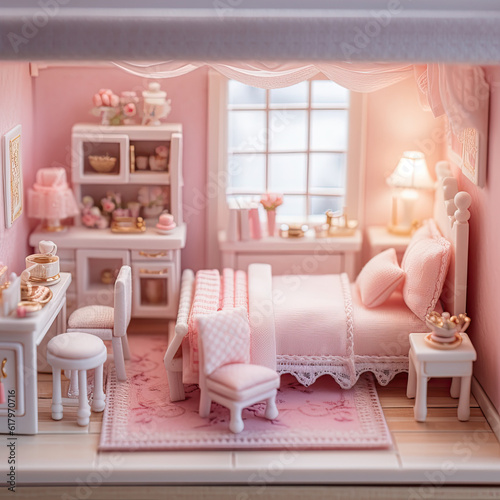 Miniature pink bedroom