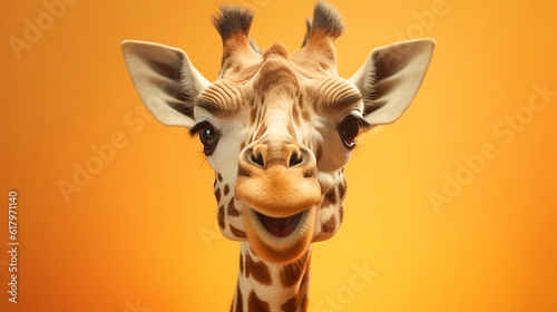 Generative Ai image of a baby giraffe face close up